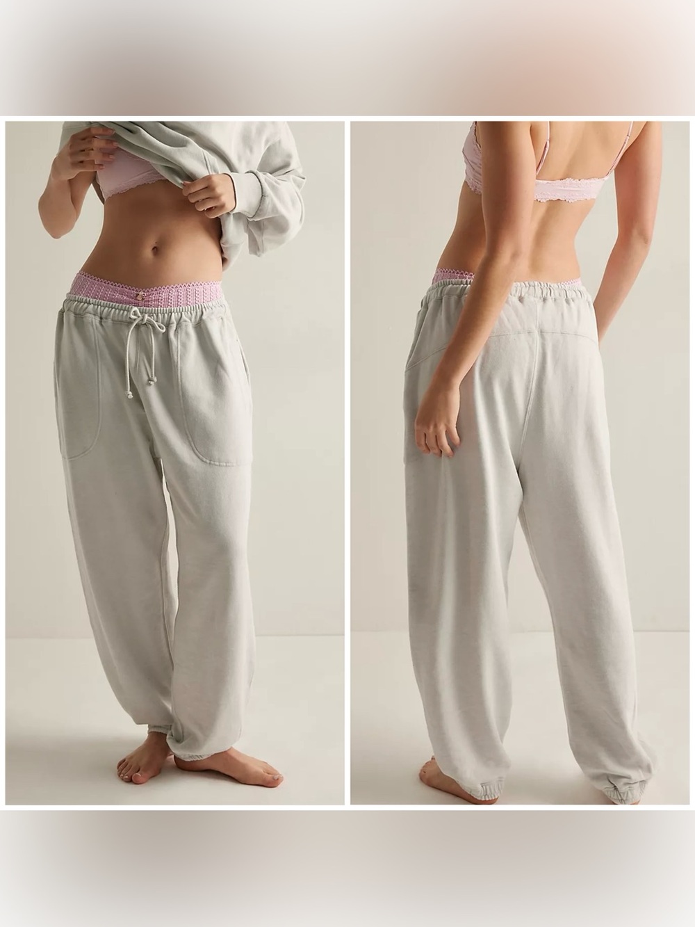 NWT Free People FP Intimately Slow It Down Joggers - Oyster grey - Large